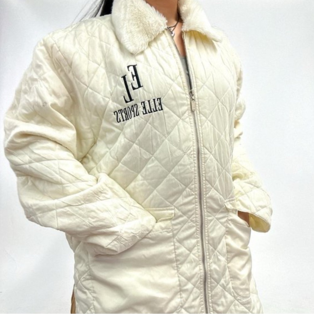 ELLE - Cream Puffer Jacket with Relaxed Fit